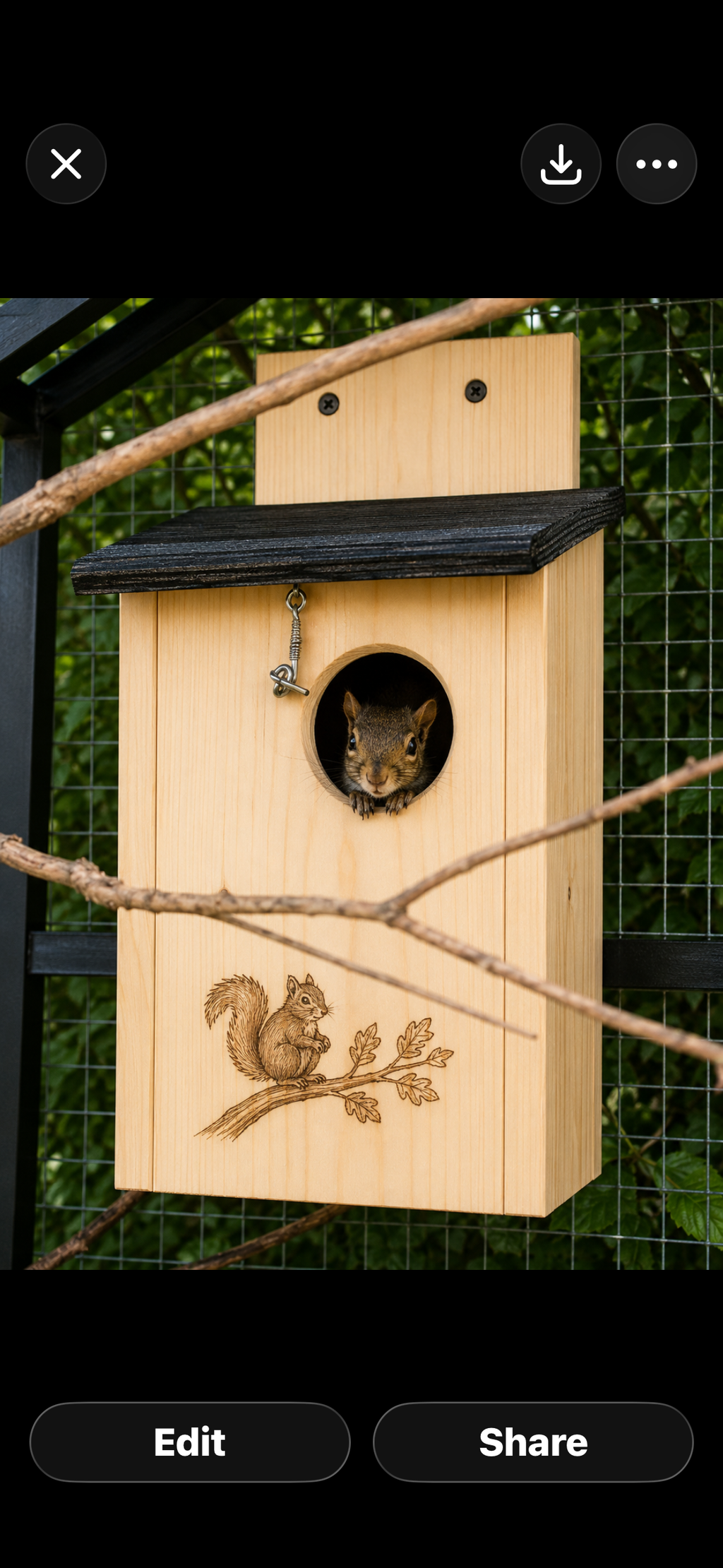 Handcrafted Wooden Squirrel House – 9" x 9" x 12" | Made to Order