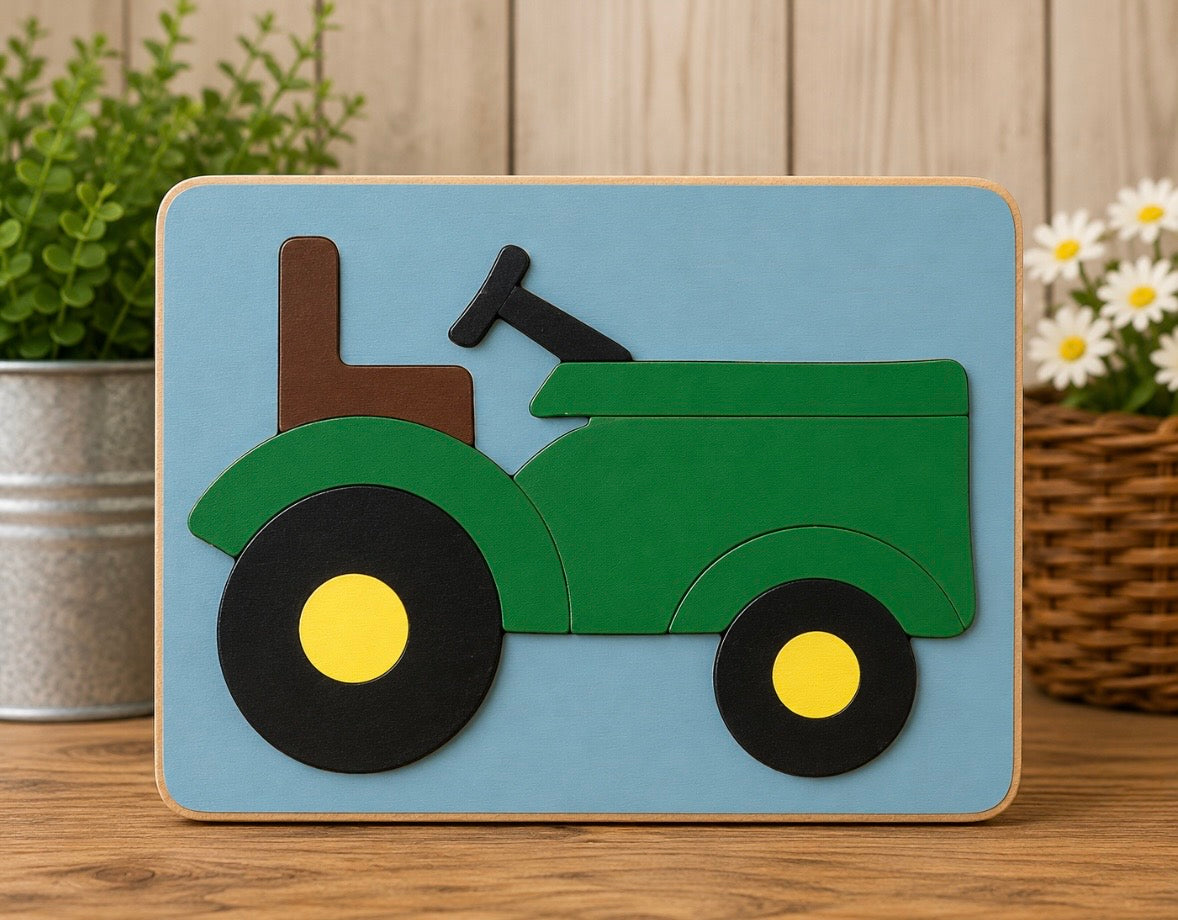 Handcrafted Wooden Tractor Puzzle
